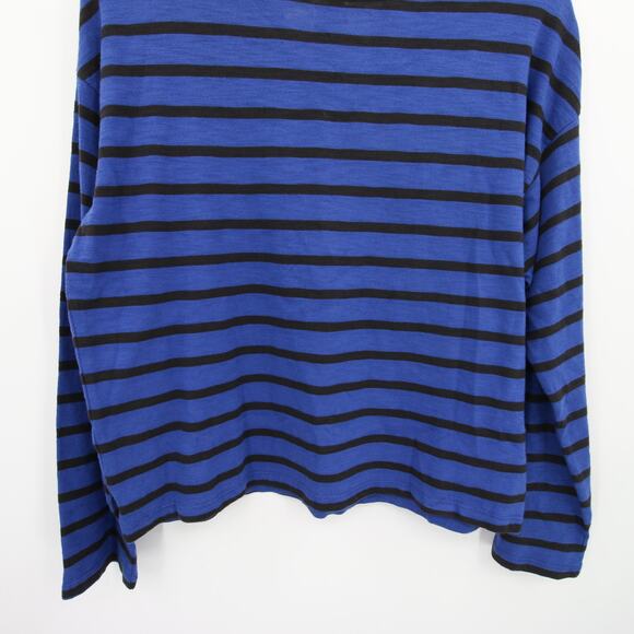 Levis Shirt Top Blouse Blue Black Stripes Striped Long Sleeve Boat Neck Size M - Picture 3 of 11